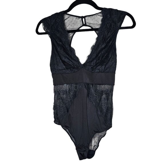 S Black Bodysuit Mesh Lace Layering Tank Top Lingerie Fairy Grunge Whimsigoth - Picture 1 of 8
